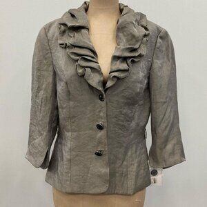 Adrianna Papell Women’s Metallic Ruffled & Rhinestone Evening Jacket. Size 10.